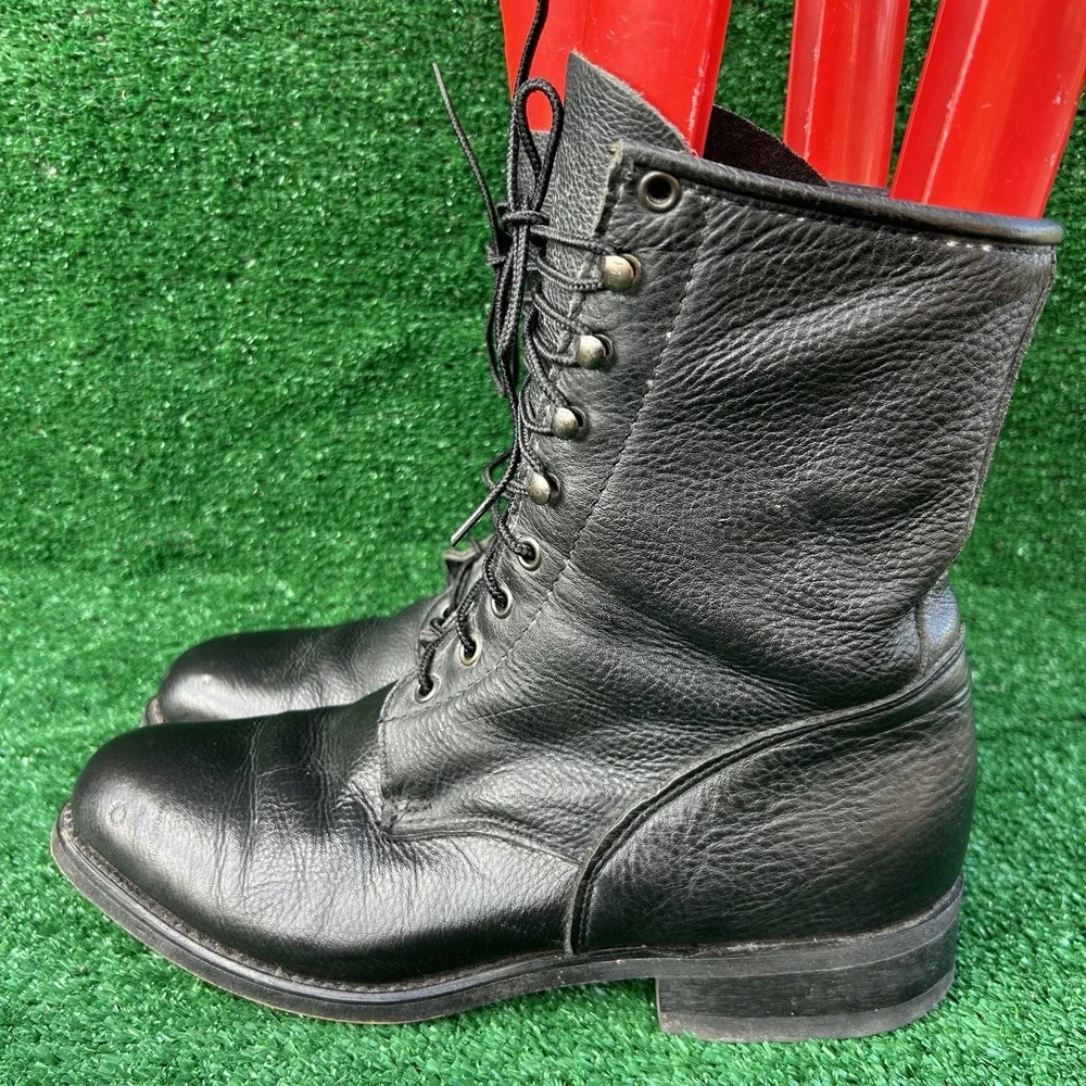 Vintage Durango Leather Lace Up Combat Work Boots DB250 Black Mens 9.5D USA Made